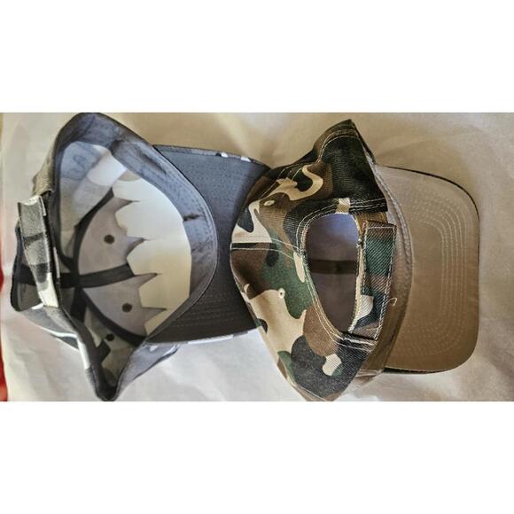 Set of 2 Camouflage Baseball Caps Green and Gray Camo - Picture 8 of 9